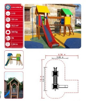 Conjunto doble con puente. | Parques infantiles de exterior | Parques infantiles JM